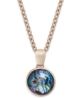 Bronzarte Abalone Doublet (12 ct. t.w.) Pendant Necklace in 18k Rose Gold over Bronze   Necklaces   Jewelry & Watches