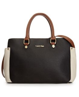 Calvin Klein Pebble Leather Colorblock Satchel   Handbags & Accessories