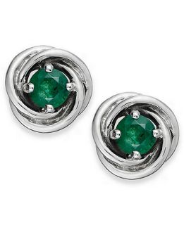 Sterling Silver Earrings, Emerald (7/8 ct. t.w.) Knot Earrings   Earrings   Jewelry & Watches