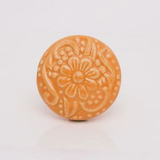 orange ceramic revival sunlight flower knob by trinca ferro