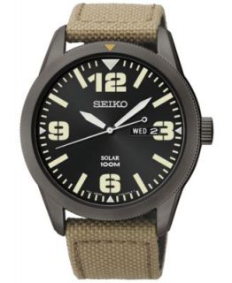 Seiko Watch, Mens Solar Black Polyurethane Strap 42mm SNE109   Watches   Jewelry & Watches