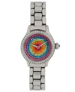 Betsey Johnson Womens Silver Tone Tiny Time Multi Colored Pave Dial Bracelet Watch 27mm BJ00272 04   Watches   Jewelry & Watches