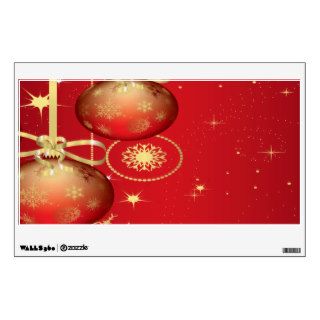 Christmas Monogram Beautiful Red Gold Ornaments Wall Sticker