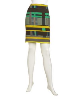 Cubist Print Slim Pencil Skirt, Spectrum