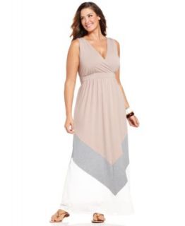 Jessica Simpson Plus Size Sleeveless Striped Maxi Dress   Dresses   Plus Sizes