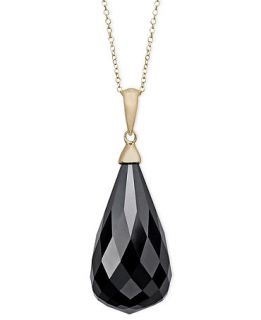 Gemma by EFFY Faceted Onyx Drop Pendant in 14k Gold   Necklaces   Jewelry & Watches