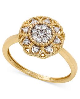 YellOra Diamond Ring, YellOra Diamond Cluster Flower Ring (1/4 ct. t.w.)   Rings   Jewelry & Watches