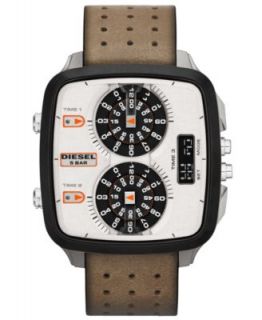 Diesel Watch, Mens Chronograph Brown Mesh and Burnished Leather Strap 48mm DZ4303   Watches   Jewelry & Watches