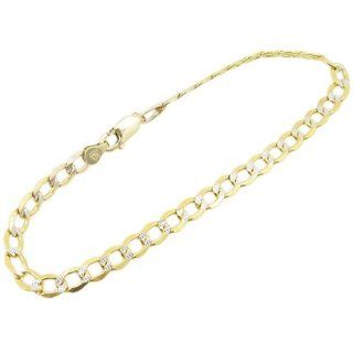 Mens 10k Yellow Gold diamond cut figaro cuban mariner link bracelet AGMBRP11 8 inches long and 5mm wide Jewelry