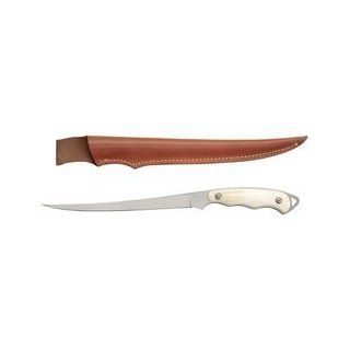 Shakespeare 7.5inch Bone Handle Fillet Knife 440 Stainless Steel Blade Leather Sheath  Hunting Knives  Sports & Outdoors