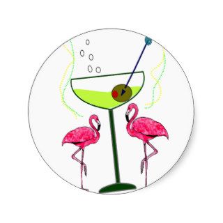 Tropical Flamingo Art Gifts Round Stickers