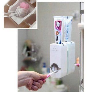 Home Gadgets Set of Automatic Toothpaste Squeeze Dispenser & Brush Houlder of 5pcs/lot White Health & Personal Care
