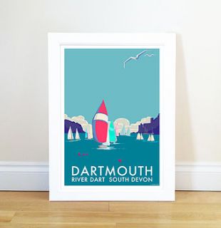 vintage style seaside poster of dartmouth by becky bettesworth