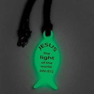 The light of the world Glow in the Dark Jesus Fish Necklace Toys & Games