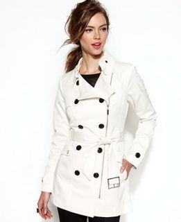 Bar III Asymmetrical Belted Trench Coat   Coats   Women