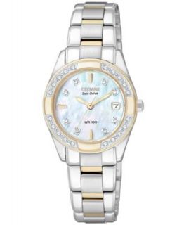Citizen Womens Eco Drive Riva Two Tone Stainless Steel Bracelet Watch 26mm EW0894 57D   Watches   Jewelry & Watches