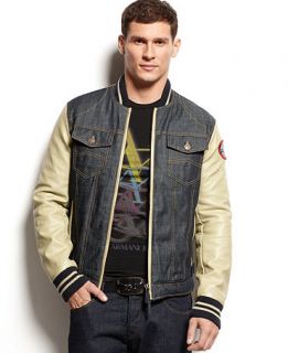 Armani Jeans Faux Leather Sleeve Varsity Jacket   Coats & Jackets   Men