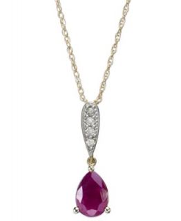 10k Gold Necklace, Ruby (3/8 ct. t.w.) and Diamond Accent Pendant   Necklaces   Jewelry & Watches