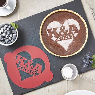 personalised special date heart cake stencil by sophia victoria joy