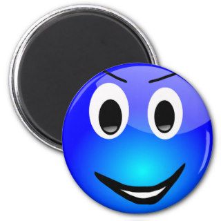 83 Free 3d Grinning Blue Smiley Face Clipart Illus Fridge Magnets