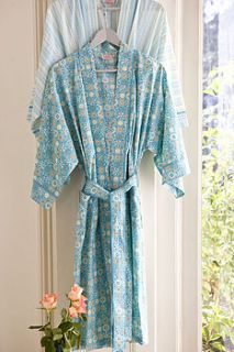 kimono dressing gown blue marguerite print by caro london