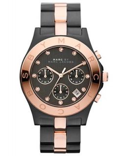 Marc by Marc Jacobs Watch, Womens Chronograph Black and Rose Gold Ion Plated Stainless Steel Bracelet 40mm MBM3180   Watches   Jewelry & Watches