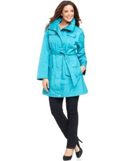 Ellen Tracy Plus Size Coat, Hooded Belted Utility Trench   Coats   Women