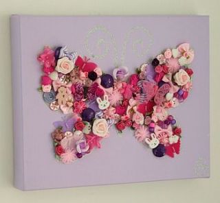 personalised lilac encrusted butterfly canvas by ava.p