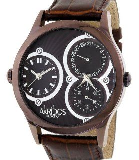 Akribos XXIV Men's AKG202 BR 'Quasar' Dual Time Watch Watches