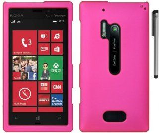 Hot Pink Rubberized Hard Cover Case with ApexGears Stylus Pen for Nokia Lumia 928 by ApexGears Cell Phones & Accessories