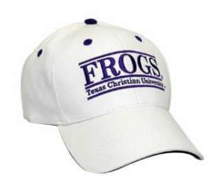 Texas Christian Horned Frogs "FROGS" The Game Classic Bar Adjustable Cap with Mascot Name  College Bar Hats  Clothing