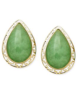10k Gold Earrings, Jade Greek Key Stud Earrings   Earrings   Jewelry & Watches