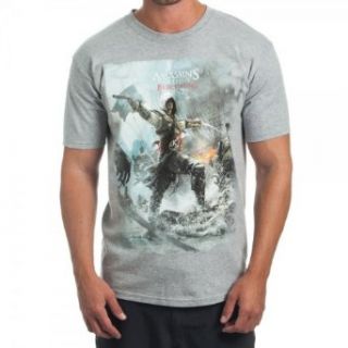 Assassins Creed Black Flag Men's Heather Grey T Shirt Movie And Tv Fan T Shirts Clothing