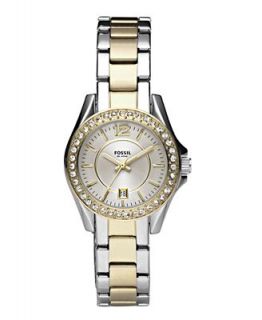 Fossil Womens Mini Riley Two Tone Stainless Steel Bracelet Watch 30mm ES2880   Watches   Jewelry & Watches