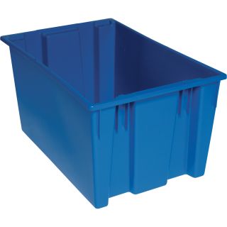 Quantum Storage Stack and Nest Tote Bin — 29 1/2in. x 19 1/2in. x 15in. Size, Blue, Carton of 3  Totes