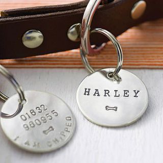personalised sterling silver dog name tag by merry dogs