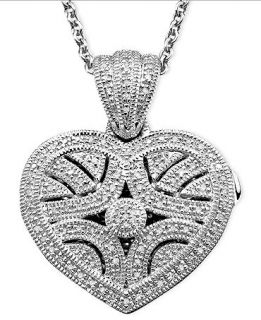 Sterling Silver Pendant, Diamond Heart Locket (1/3 ct. t.w.)   Necklaces   Jewelry & Watches