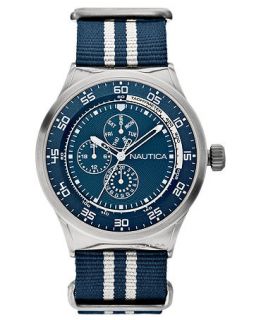 Nautica Watch, Mens White and Navy Fabric Strap 44mm N14668G   Watches   Jewelry & Watches