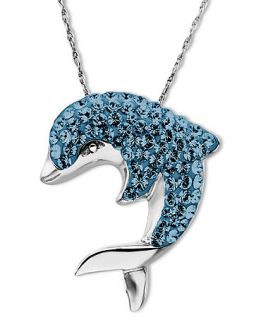 Kaleidoscope Sterling Silver Necklace, Crystal Dolphin Pendant with Swarovski Elements   Necklaces   Jewelry & Watches