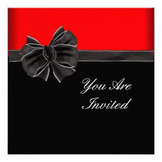 Diamond Bow Red Black Party Custom Announcements