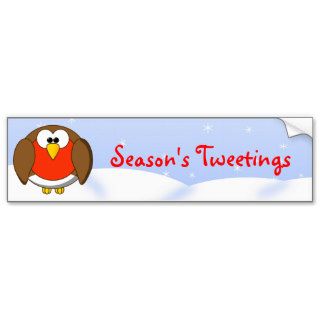 Christmas Tweetings Crazy Robin Redbreast Cartoon Bumper Stickers