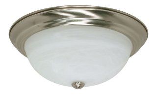 Nuvo 60/199 15 Inch Flush Dome with Alabaster glass, Brushed Nickel   Close To Ceiling Light Fixtures  