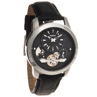 Fossil Men's 'Grant' Twist Automatic Leather Strap Watch Fossil Men's Fossil Watches