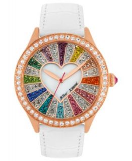 Betsey Johnson Womens White Croc Embossed Leather Strap Watch 43mm BJ00226 04   Watches   Jewelry & Watches