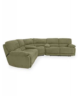 Nina Fabric Reclining Sectional Sofa, 3 Piece Power Recliner (2 Loveseats and Wedge) 121W x 121D x 40H   Furniture