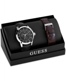 GUESS Watch, Mens Chronograph Brown Croc Embossed Leather Strap 46mm U14504G1   Watches   Jewelry & Watches