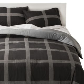 Room Essentials Linework Plaid Comforter Set   Silver Gray (Twin XL)