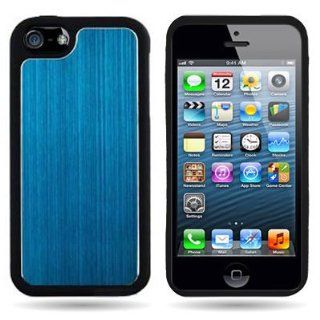 CoverON LIGHT BLUE Hard METAL Back Snap On BLACK SILICONE TRIM Cover Case for Apple Iphone 5S / 5 With PRY  Triangle Case Removal Tool [WCB624] Cell Phones & Accessories