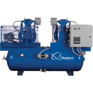 Quincy Air Compressor — Duplex, 5 HP, 460 Volt 3 Phase, Model# 253DC80DC46  Duplex Compressors