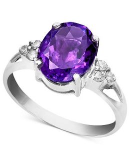 14k White Gold Ring, Amethyst (2 1/3 ct. t.w.) and Diamond Accent Oval   Rings   Jewelry & Watches